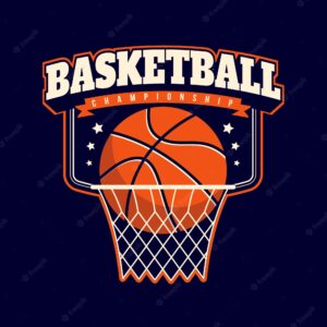 Hand drawn flat design basketball logo