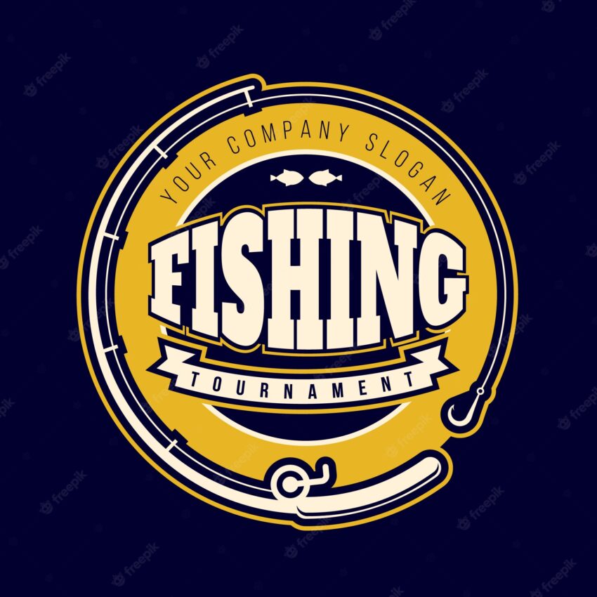 Hand drawn flat design fishing logo