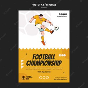 Hand drawn football player poster template