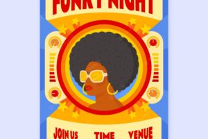 Hand drawn funk and soul music poster template