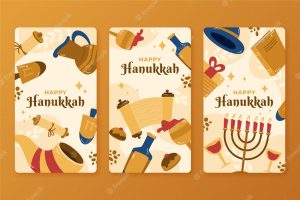 Hand drawn hanukkah instagram stories collection
