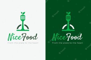 Hand drawn healthy food logo template