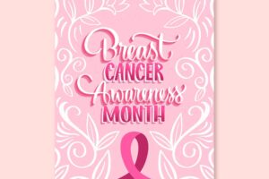 Hand drawn international day against breast cancer vertical flyer template