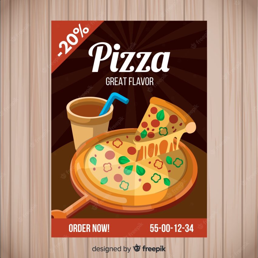 Hand drawn pizza brochure template