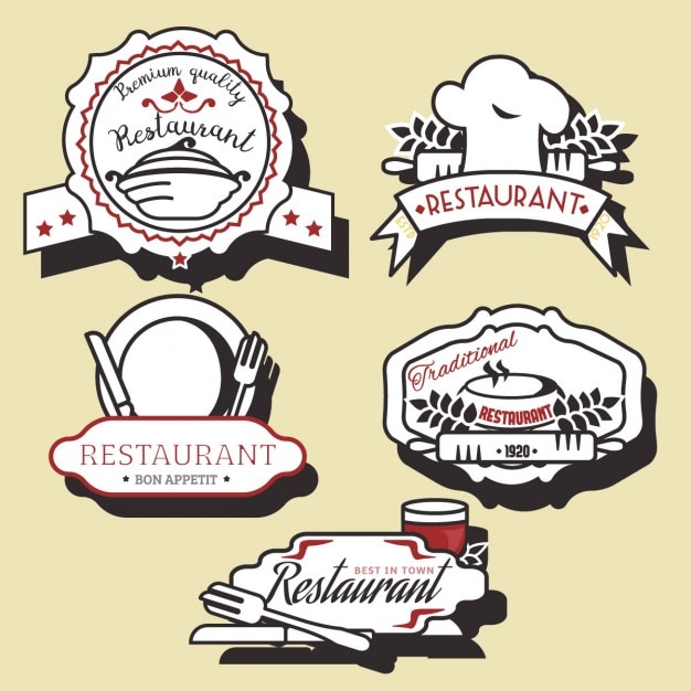 Hand drawn restaurant logo collection