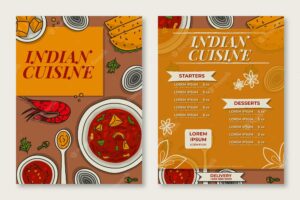 Hand drawn traditional indian restaurant menu template