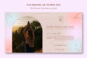 Hand drawn wellness concept facebook template