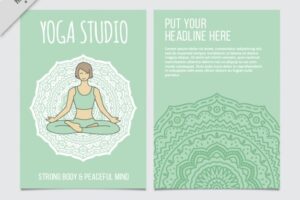 Hand drawn yoga with mandala flyer