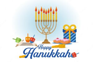 Hanukkah celebration with candles and gift
