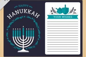Hanukkah greeting card in blue tones