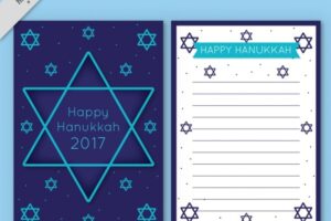 Hanukkah greeting card with blue stars