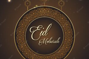 Happy eid greetings dark brown black background islamic social media banner