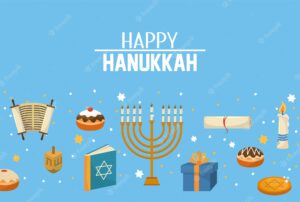 Happy hanukkah candles and decoration to celebration