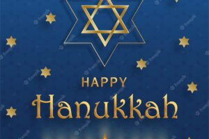 Happy hanukkah card with nice and creative symbols on color background for hanukkah jewish holiday