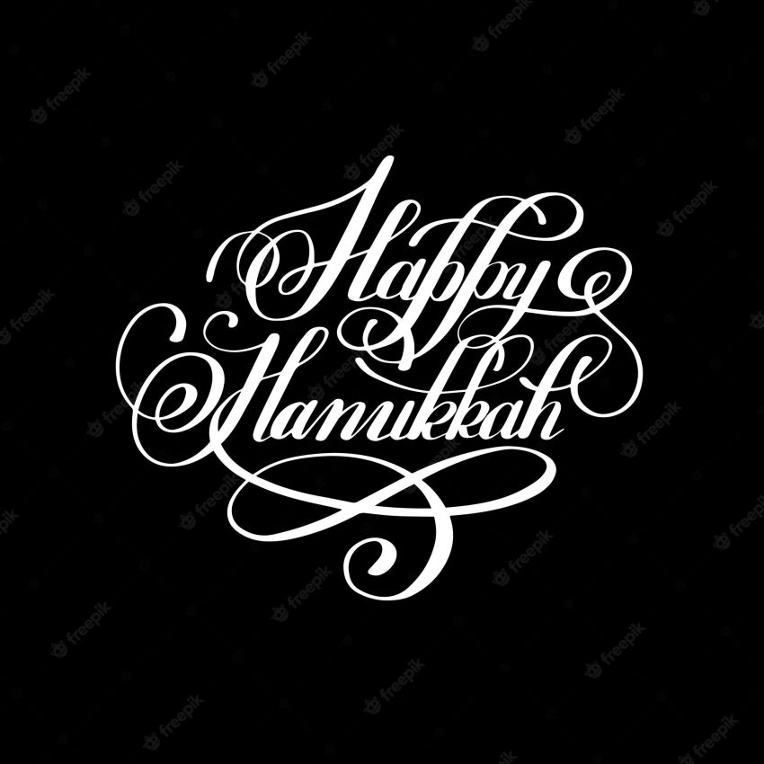 Happy hanukkah handwritten lettering inscription to jewish holiday greeting card celebration poster