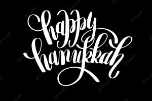 Happy hanukkah handwritten lettering inscription to jewish holiday greeting card celebration poster