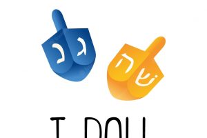 Happy hanukkah isolated on white vector design for greeting cards hanukkah symbols wooden dreidels