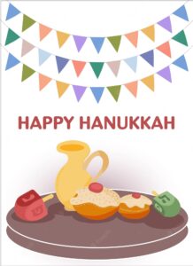 Happy hanukkah jewish festival of lights background for greeting card invitation candlestick holder