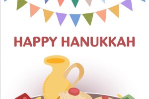 Happy hanukkah jewish festival of lights background for greeting card invitation candlestick holder