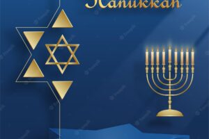 Happy hanukkah podium round stage with nice and creative symbols