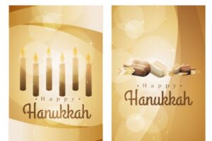 Happy hanukkah with fantastic golden cards