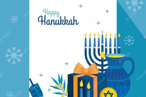 Happy hanukkah with teapot and decoration
