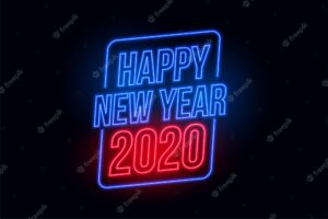 Happy new year 2020 in neon style