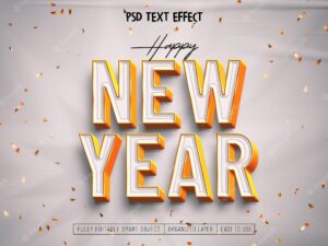 Happy new year 2023 gold text effect