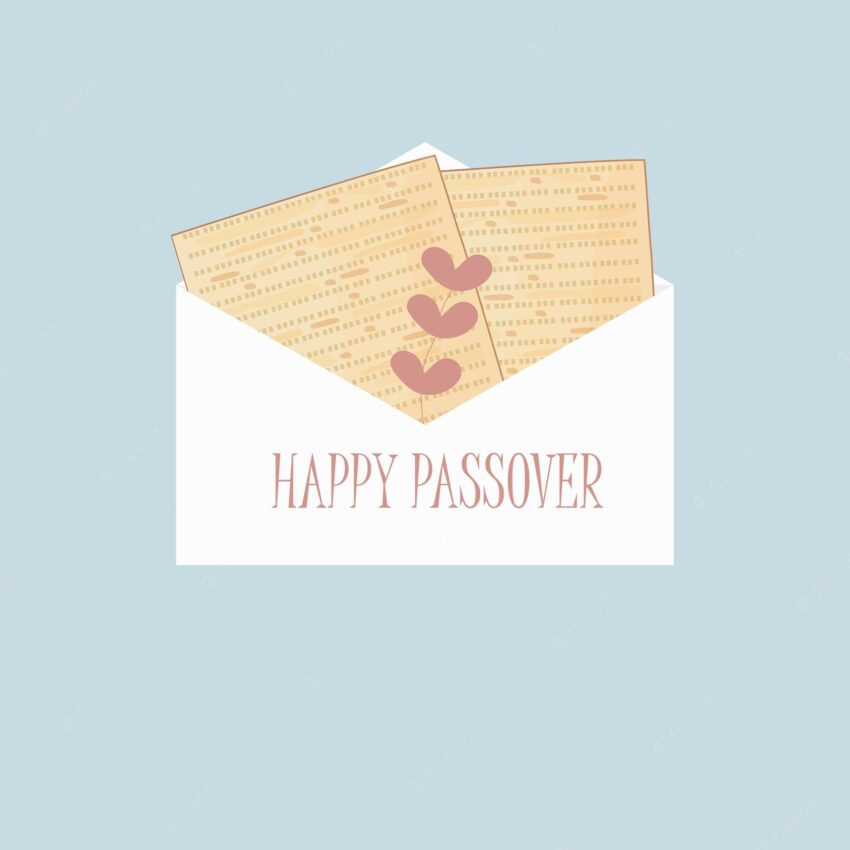 Happy passover greeting card pesach holiday concept with envelope and matzah