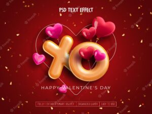 Happy valentine's day editable text effect