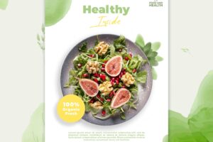Healthy food concept flyer template