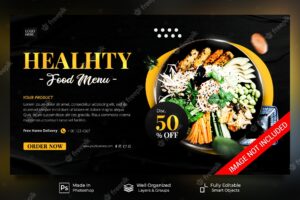 Healthy food new special menu breakfast restaurant with style luxury for website banner template