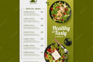 Healthy food restaurant menu template