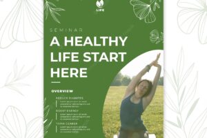 Healthy lifestyle poster or flyer design template