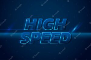 High-speed 3d neon speed text blue typography illustration