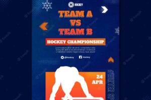 Hockey sport flyer design template