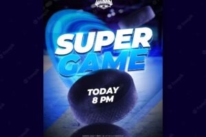 Hockey super game poster template