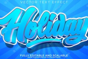 Holiday text effect editable water and blue text style