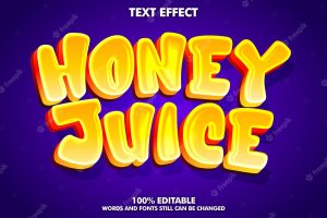 Honey juice sticker text effects for drink branding