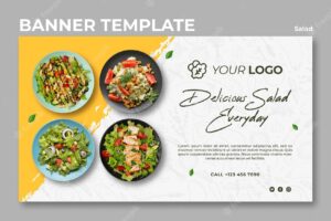 Horizontal banner template for healthy salad lunch