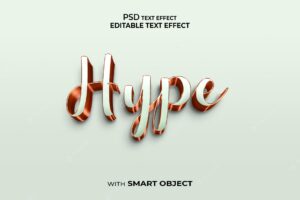 Hype text effect 3d style mockup 3d