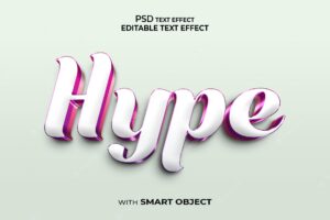 Hype text effect 3d style mockup 3d