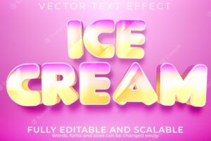 Ice cream text effect, editable soft and pink text style