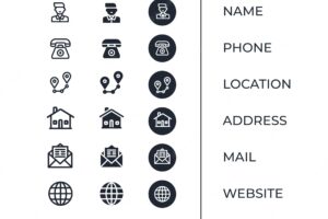 Icons collection for business card