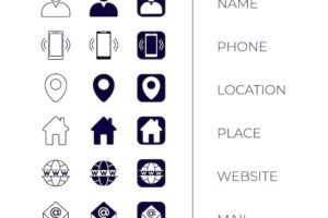 Icons collection for business cards