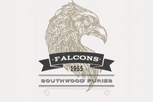 Illustrated falcon badge