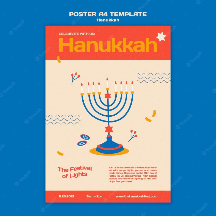 Illustrated hanukkah print template