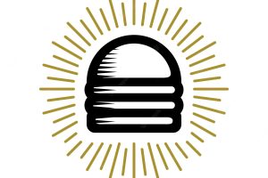 An illustration of a burger with a vintage style for burger bar bistro cafe or restaurant