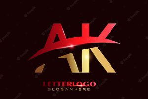 Initial letter ak logotype with swoosh design for company and business logo.