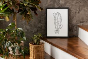 Interior design with plants and picture